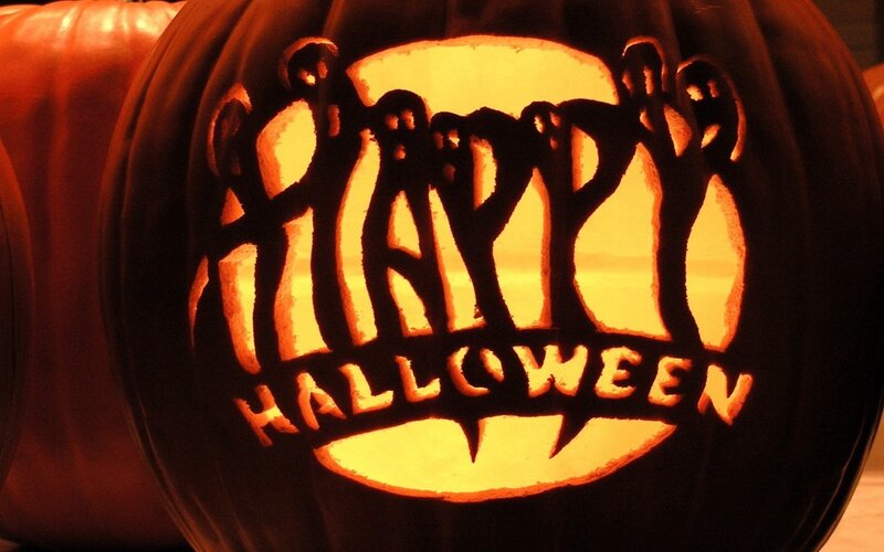 Carved Pumpkin with Text — Orange, Festive