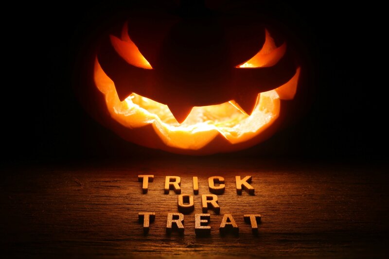 Carved Pumpkin with Text — Orange, Spooky