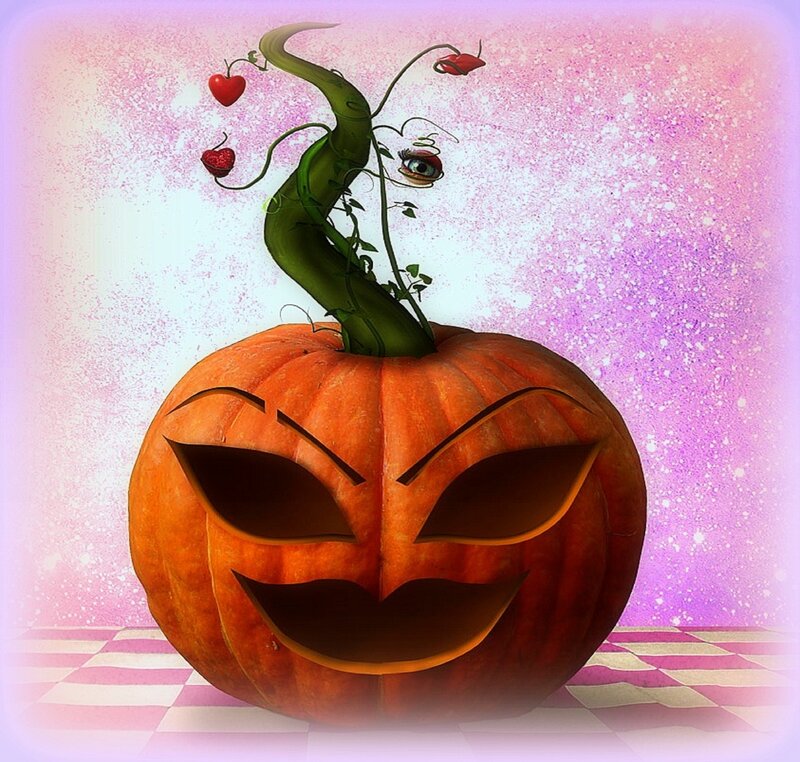 Carved Pumpkin with Vines