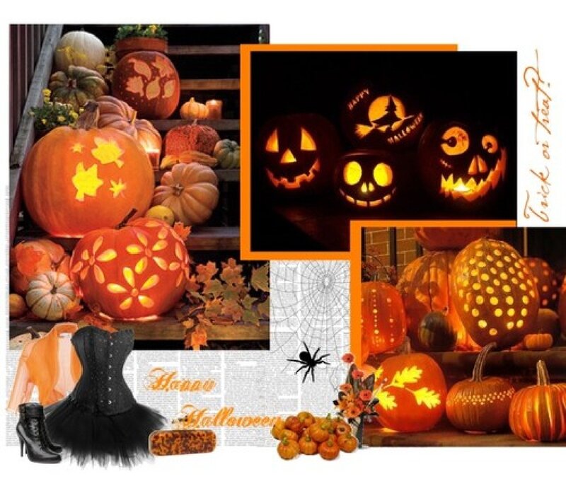 Carved Pumpkins Collage — Orange
