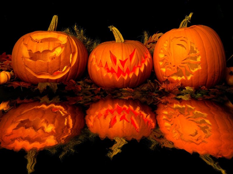 Carved pumpkins for Halloween
