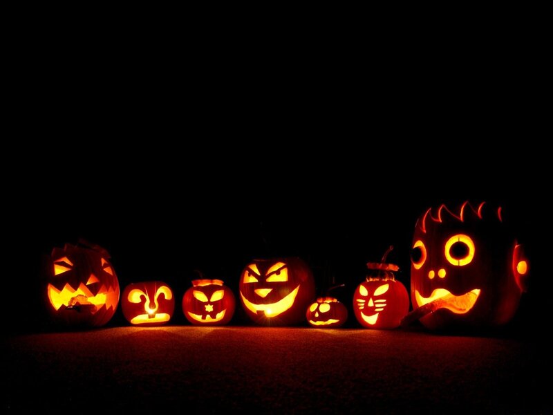 Carved Pumpkins in Dark — Black