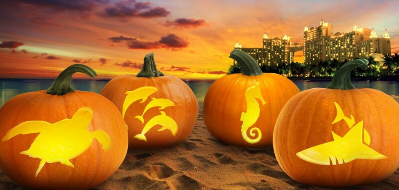 Carved Pumpkins on Beach