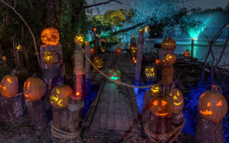 Carved Pumpkins on Bridge