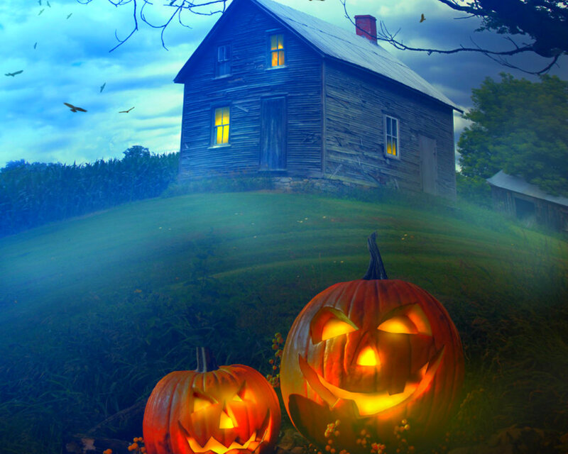 Carved Pumpkins on Hill
