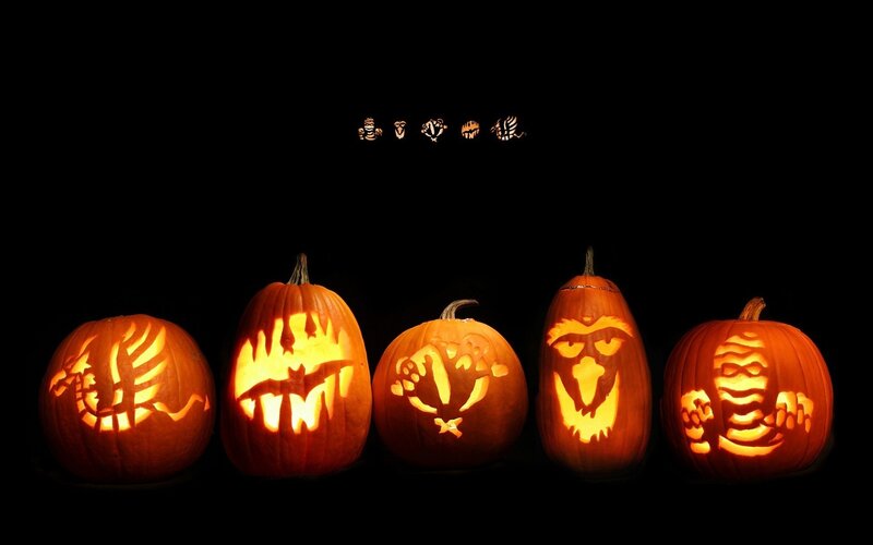 Carved Pumpkins — Orange, Dramatic