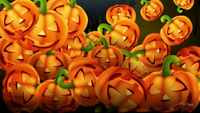 Carved Pumpkins — Orange, Festive, Night