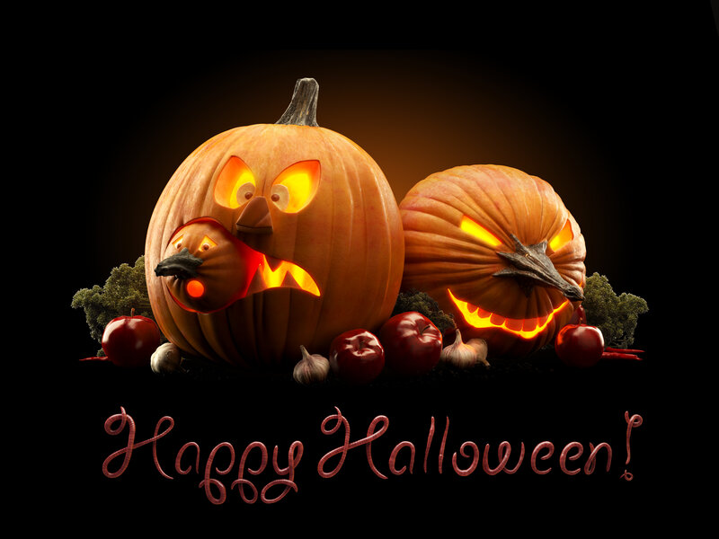 Carved Pumpkins with Apples