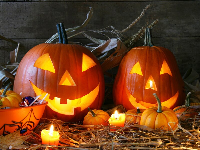 Carved Pumpkins with Candles