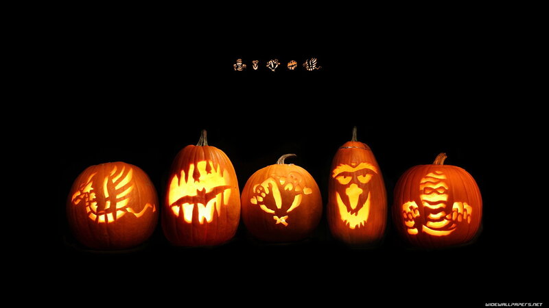 carved pumpkins with game characters
