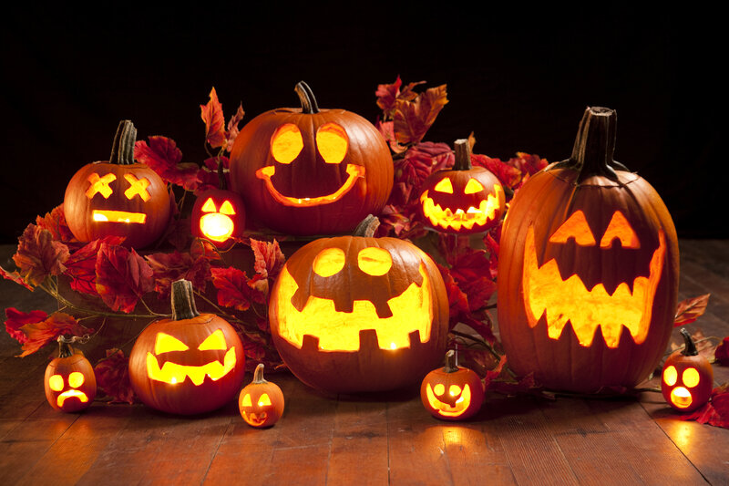 Carved Pumpkins with Lights — Orange
