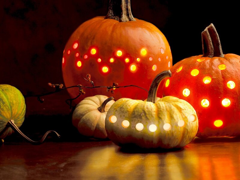 Carved Pumpkins with Lights