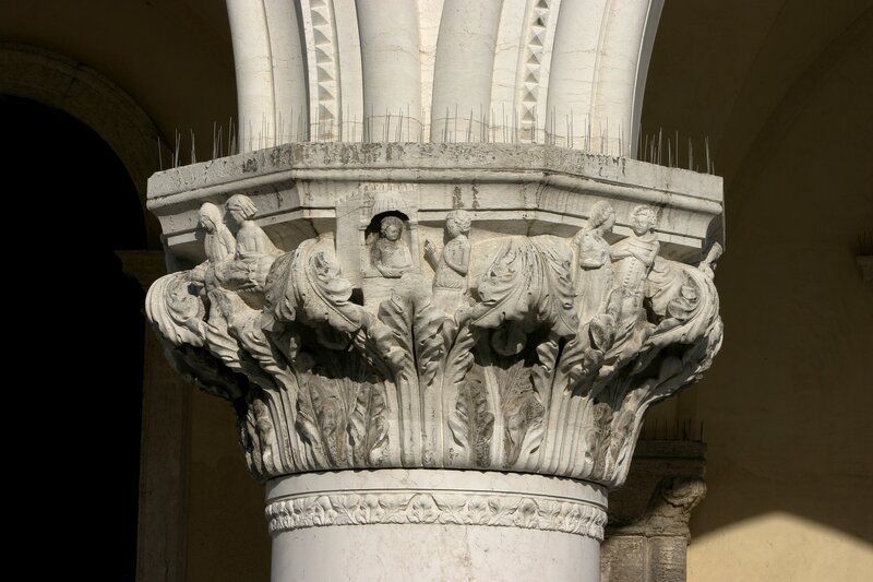 Carved stone column capital