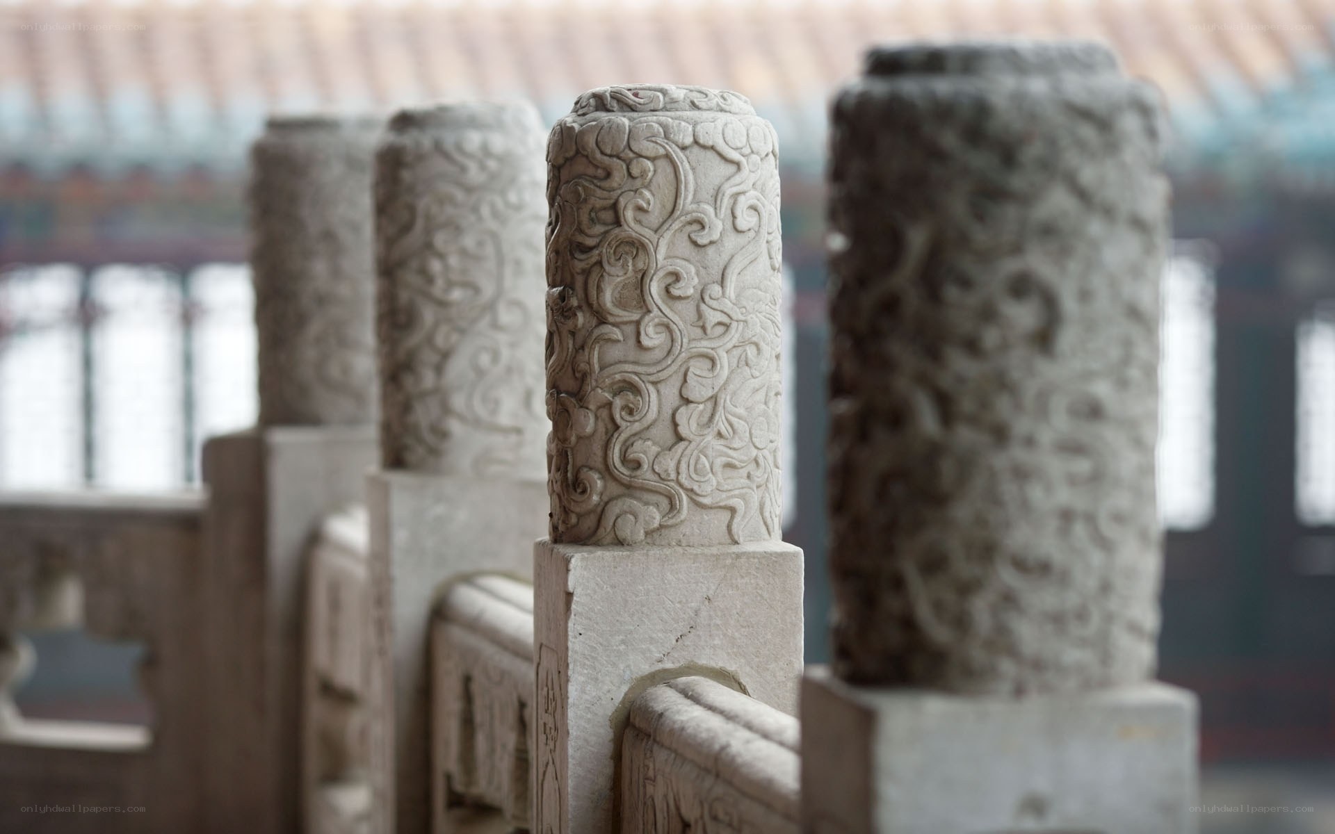 carved stone pillars
