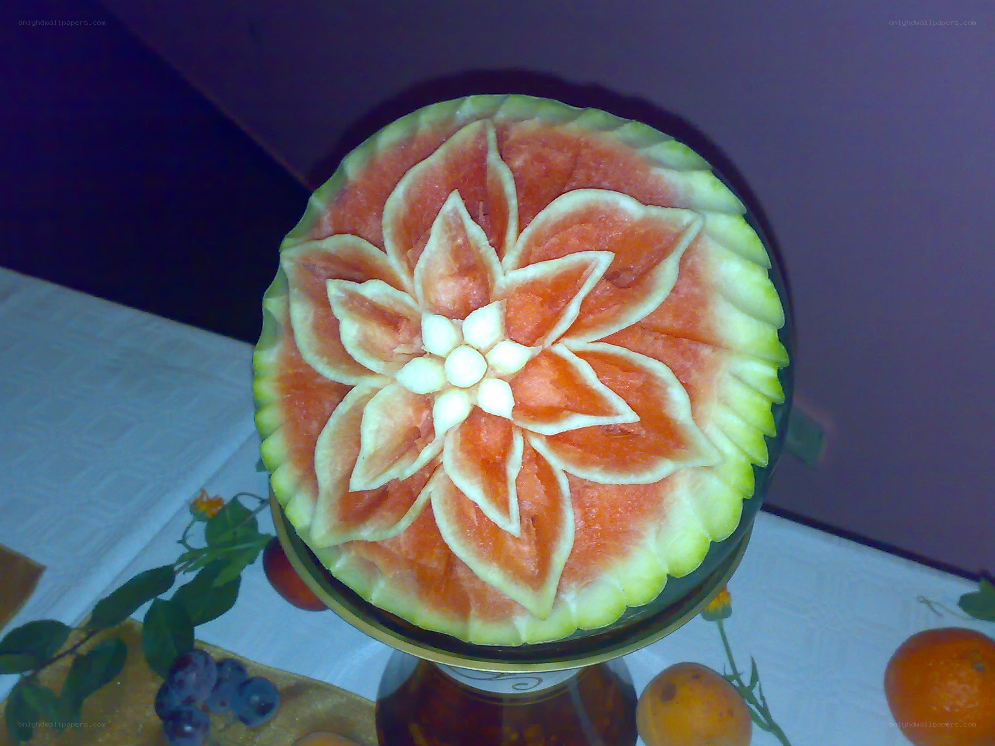 carved watermelon flower