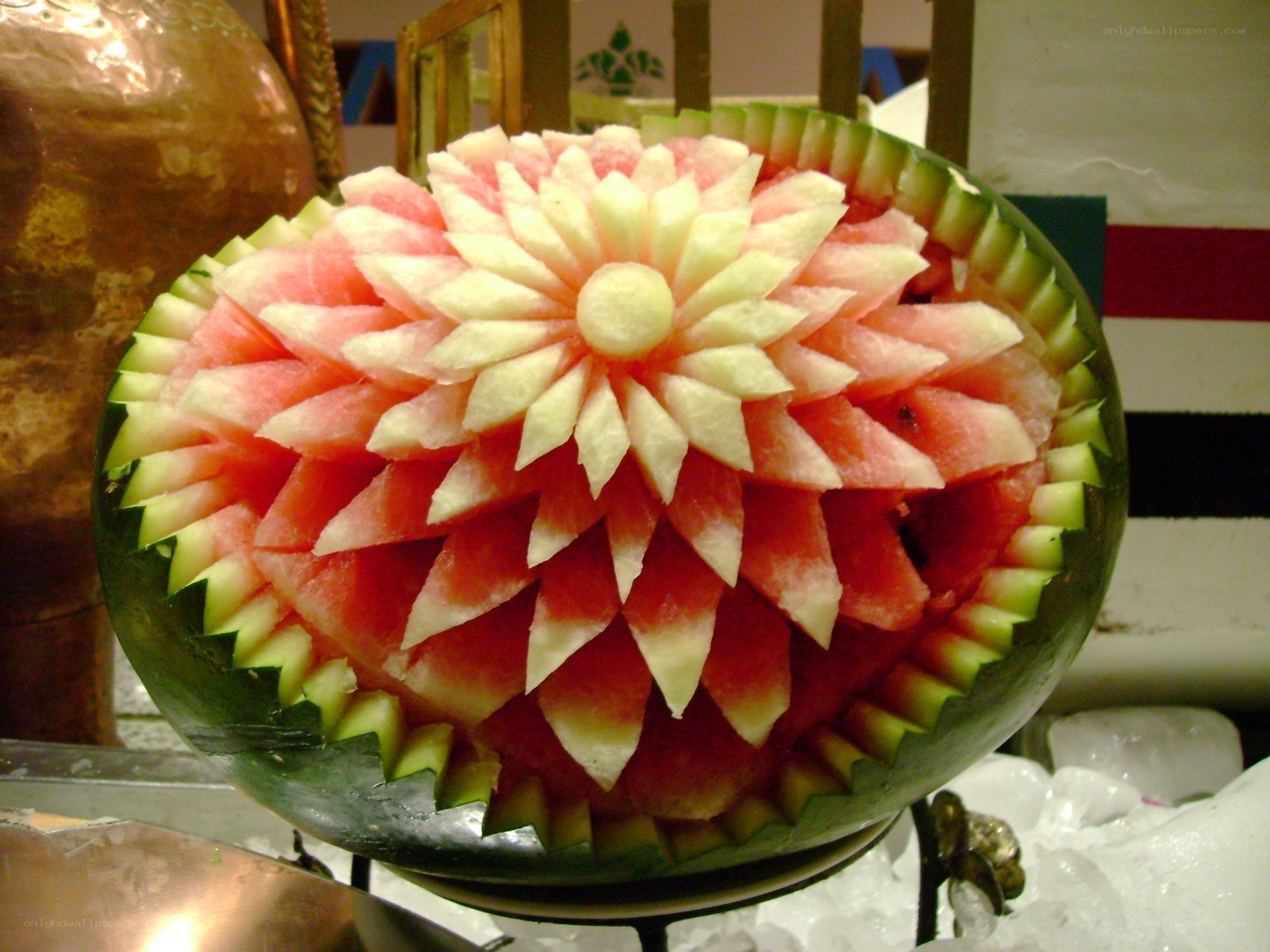 carved watermelon flower