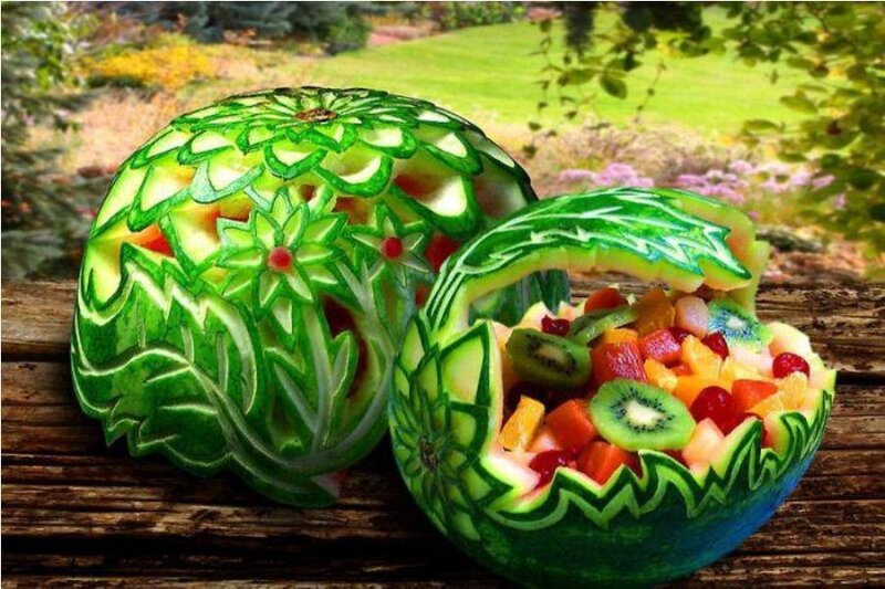 Carved Watermelon Fruit Basket