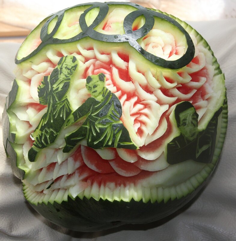 Carved Watermelon Sculpture — Green