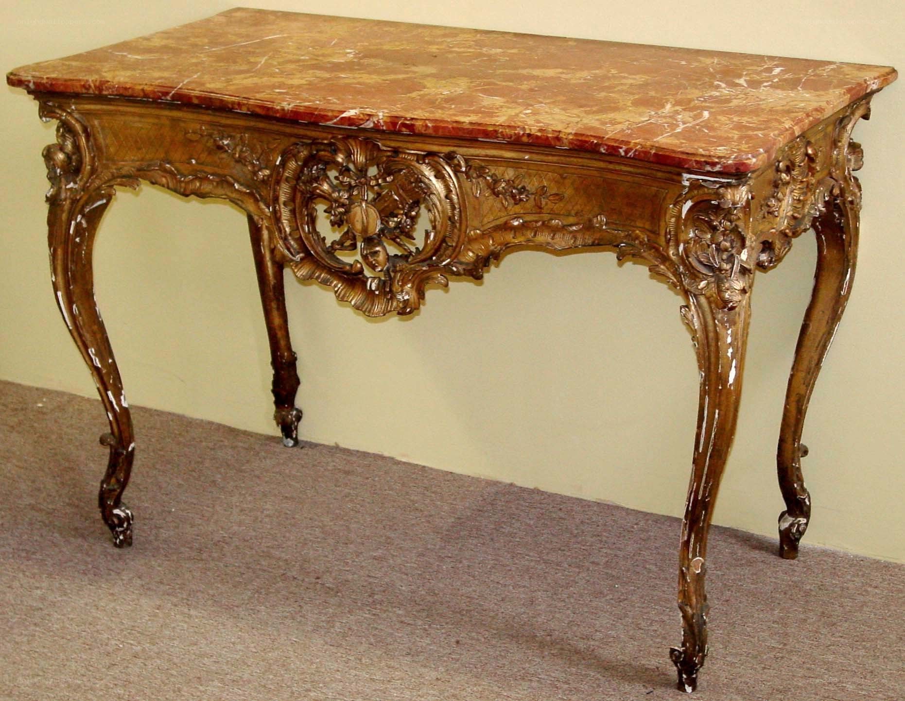 Carved wooden console table