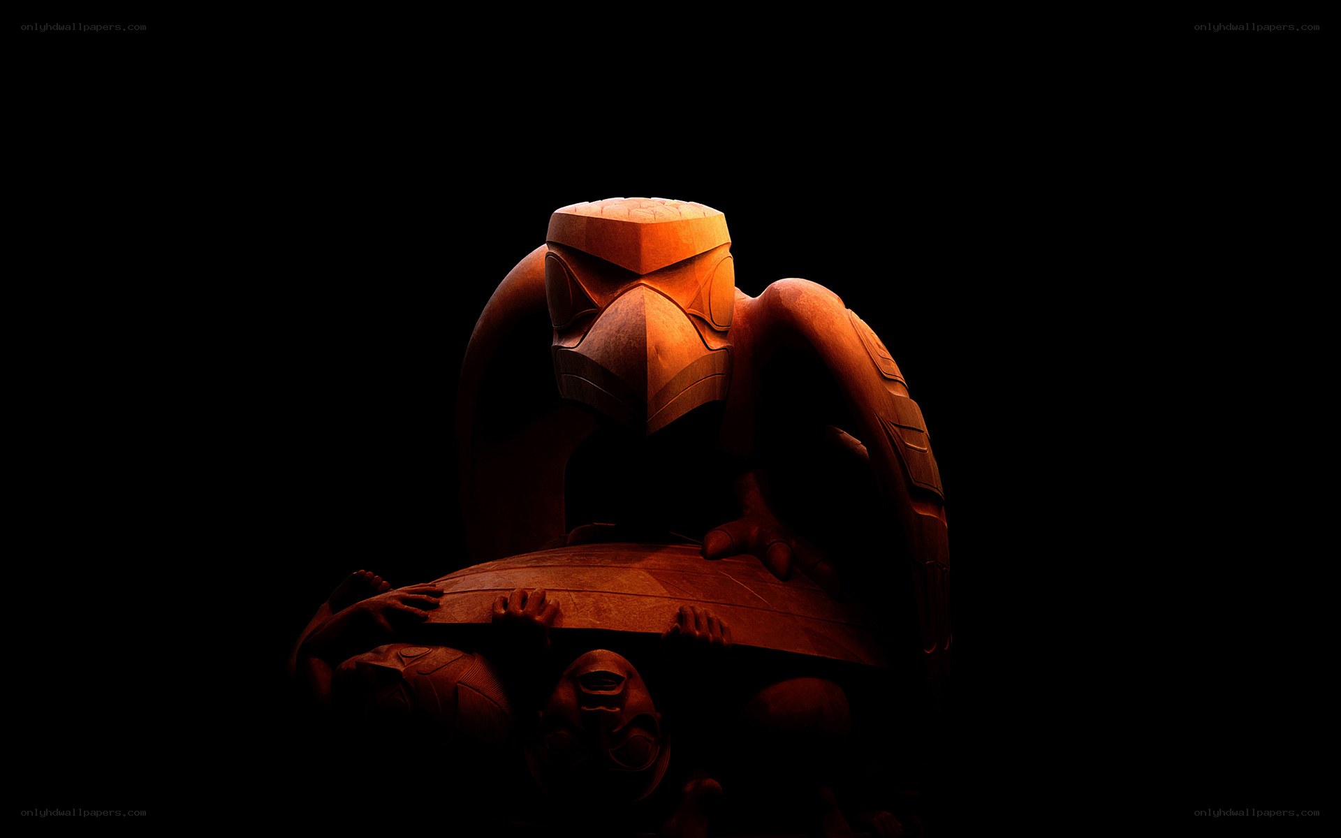 Carved wooden eagle sculpture