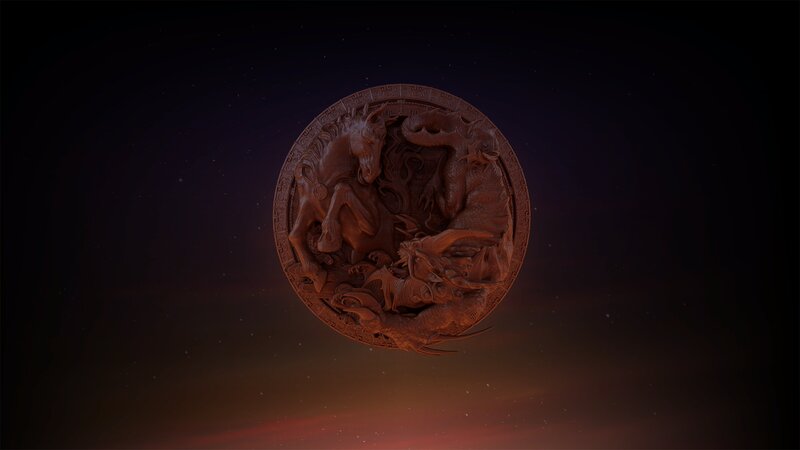 Carved Wooden Medallion