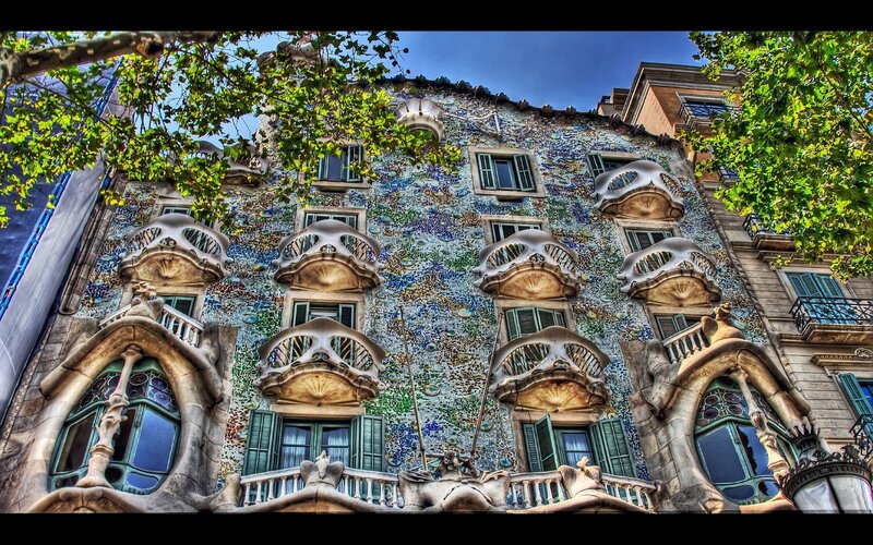 Casa Batlló Facade — Blue, Dramatic