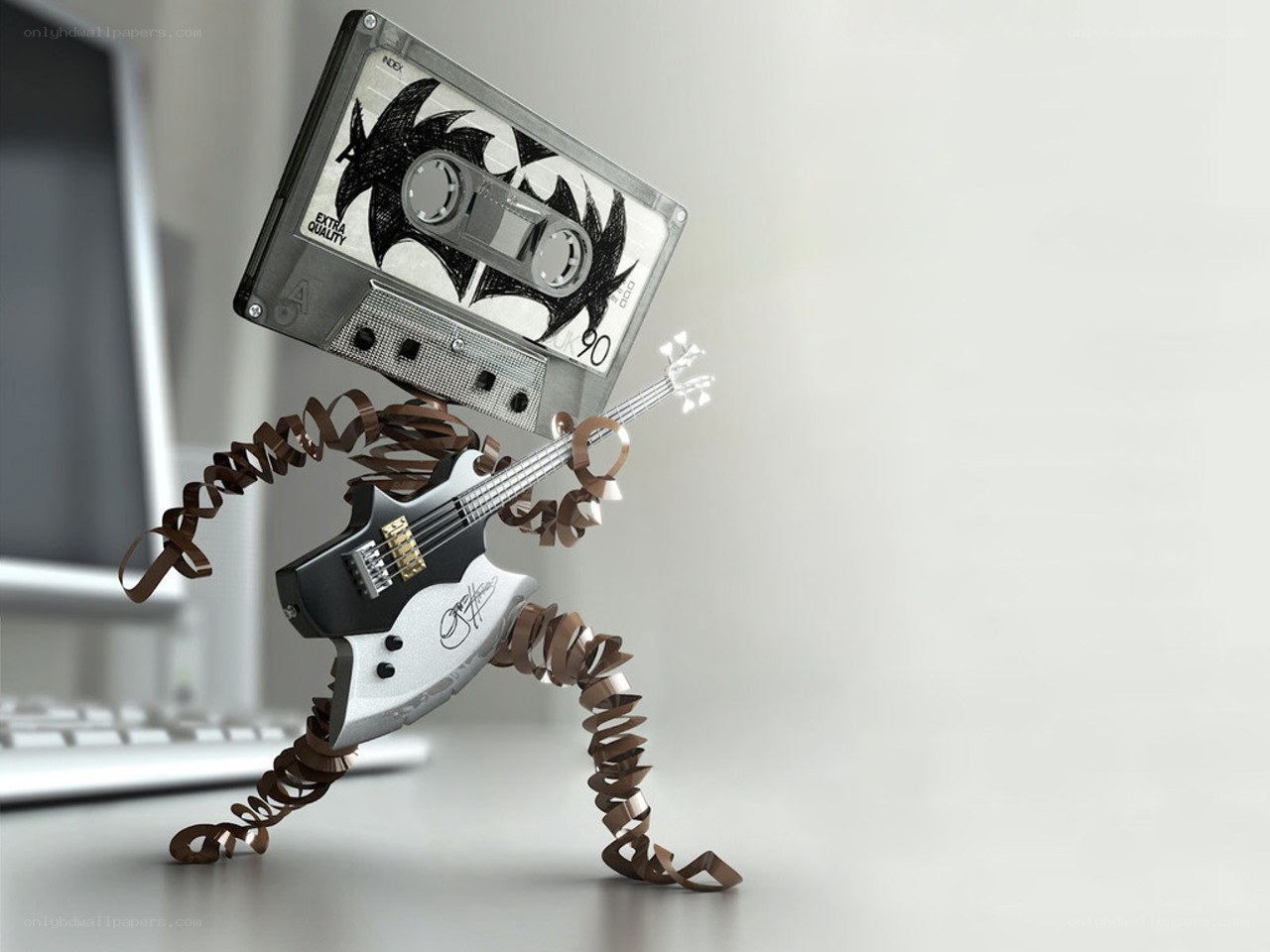 Cassette robot playing guitar