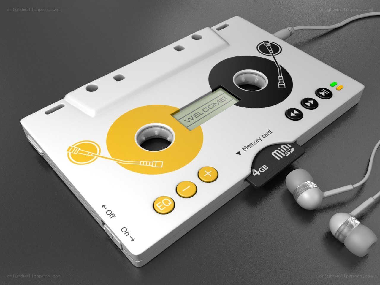 Cassette-shaped music player