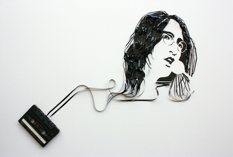 Cassette tape art portrait