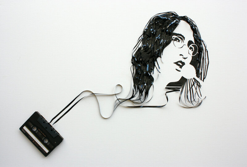Cassette tape art portrait
