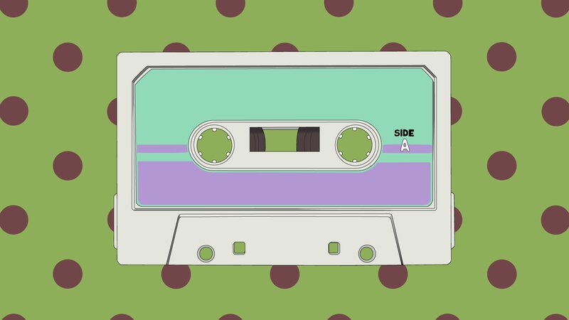 Cassette Tape on Patterned Background