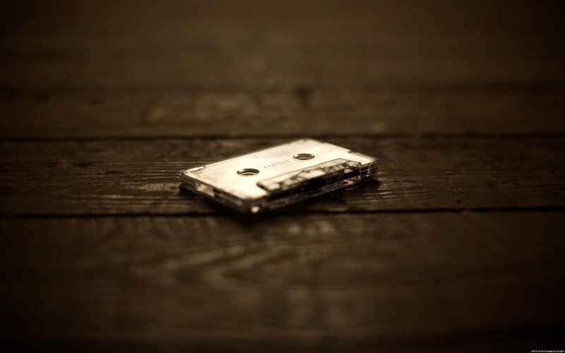 Cassette tape on wooden surface