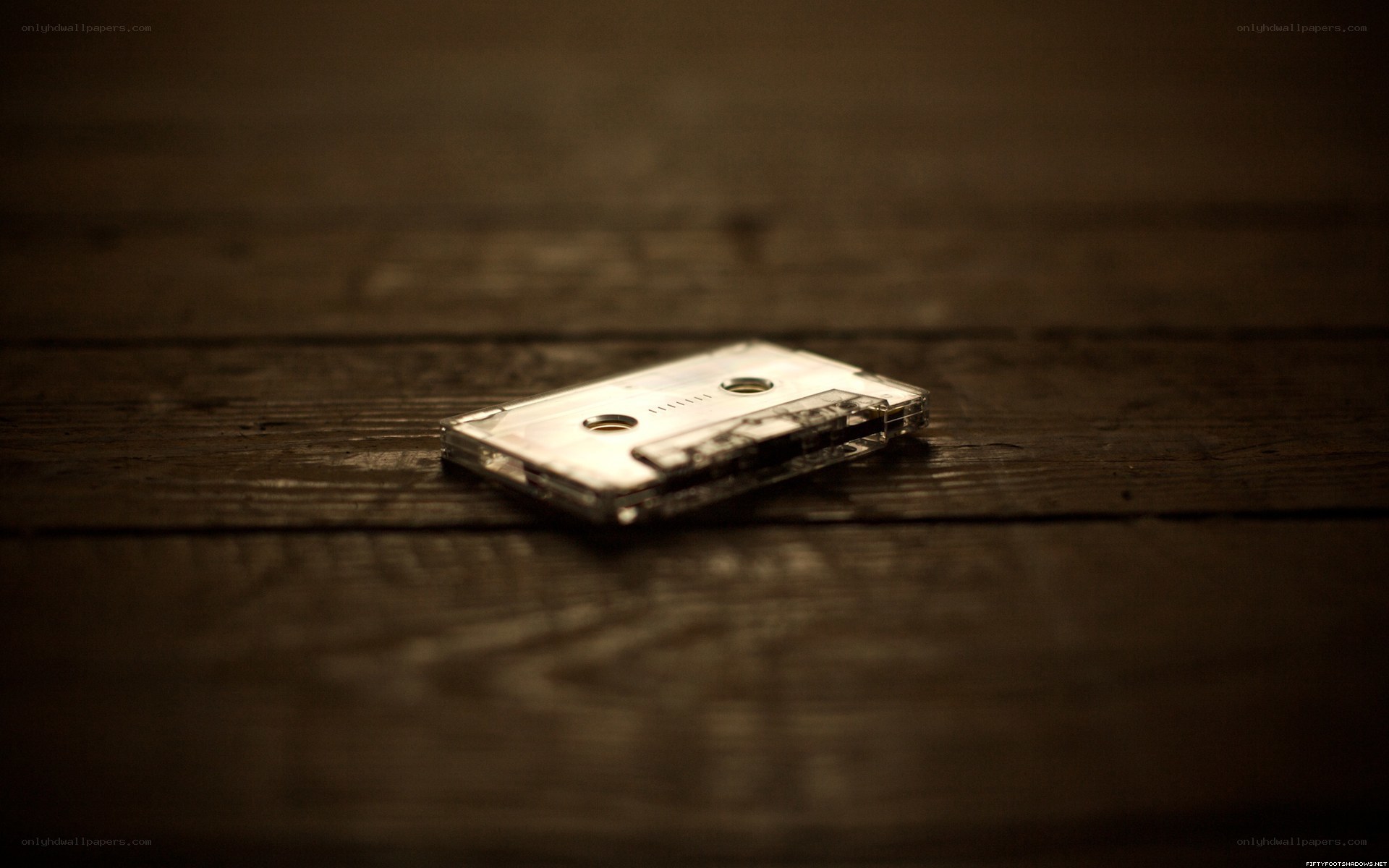 Cassette tape on wooden surface