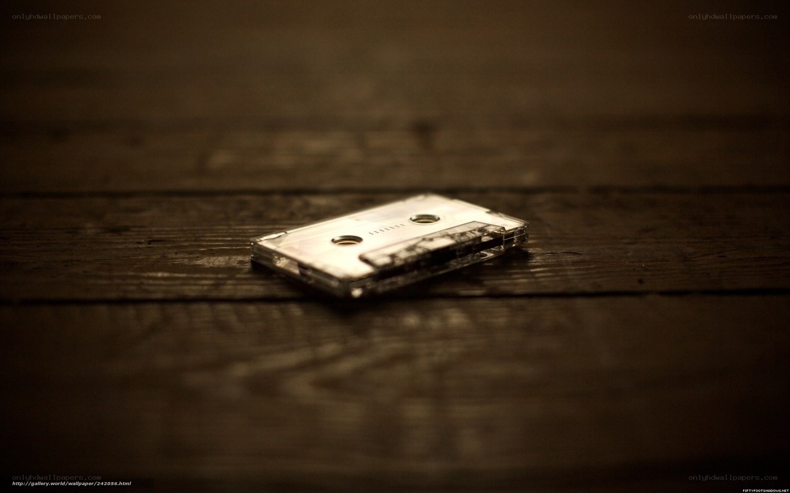 Cassette tape on wooden surface