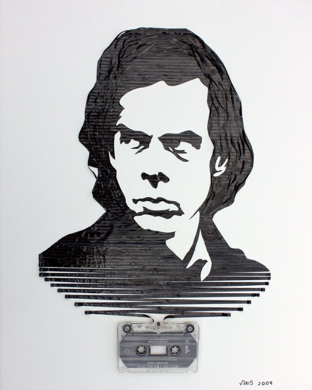 Cassette tape portrait art