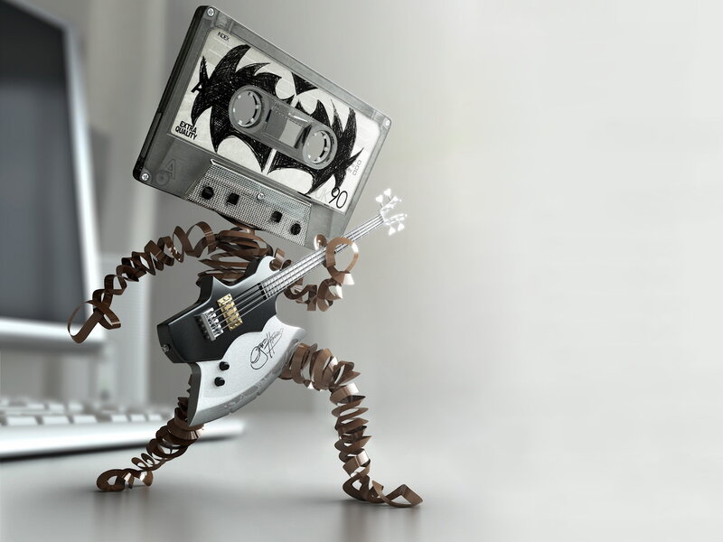 Cassette Tape Robot — Gray, Playful