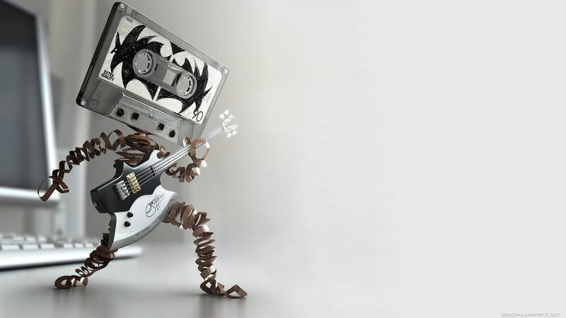 Cassette tape robot playing guitar