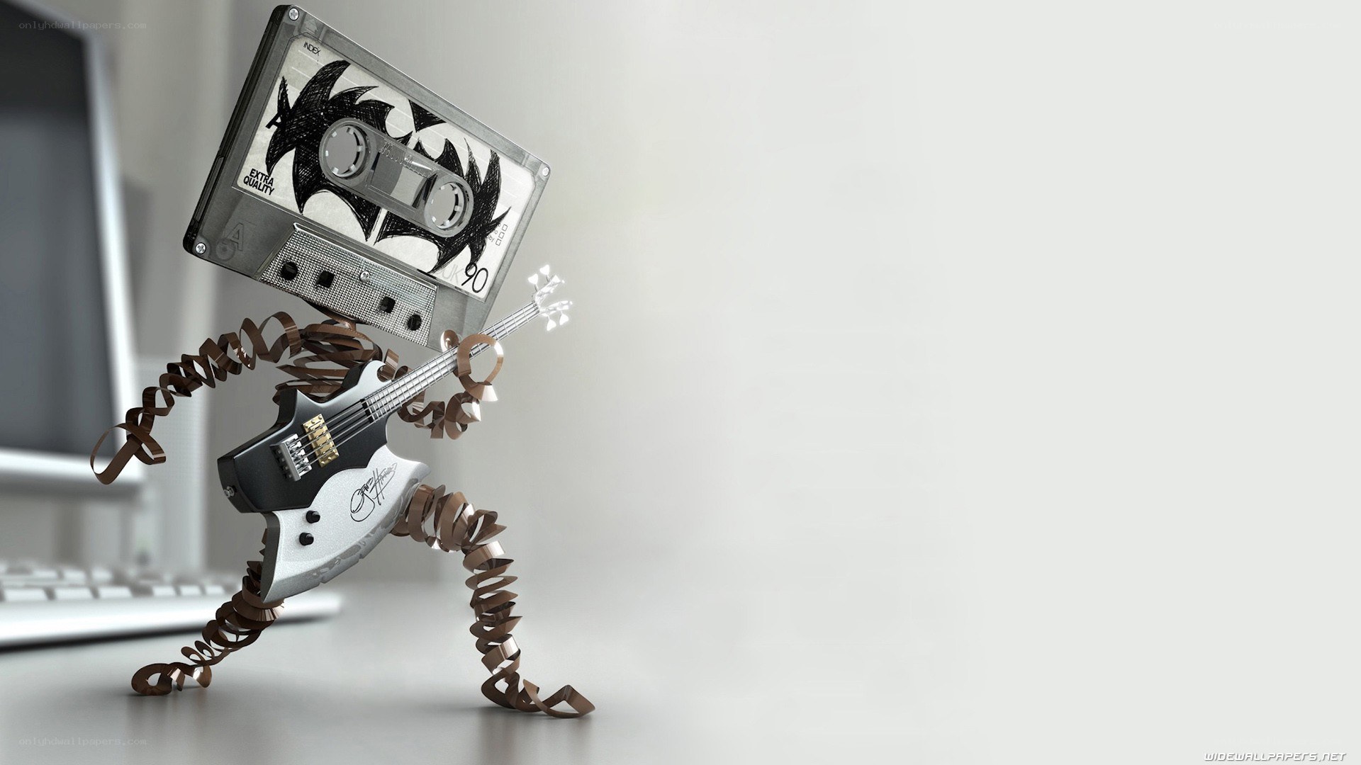 Cassette tape robot playing guitar