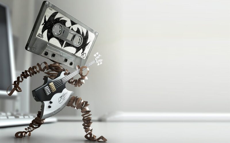 Cassette Tape Robot — White, Playful