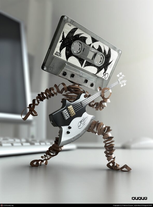 Cassette tape robot with guitar