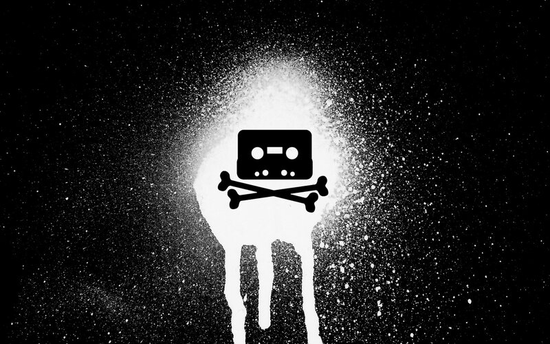 Cassette Tape Skull — Black, Dramatic
