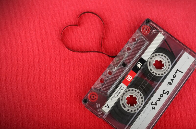 Cassette Tape with Heart — Red, Romantic