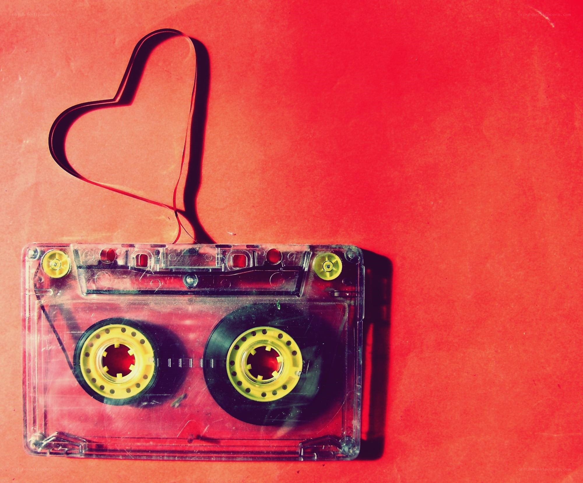 Cassette tape with heart shape