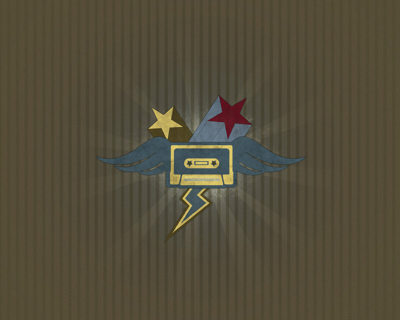 cassette tape with wings and stars