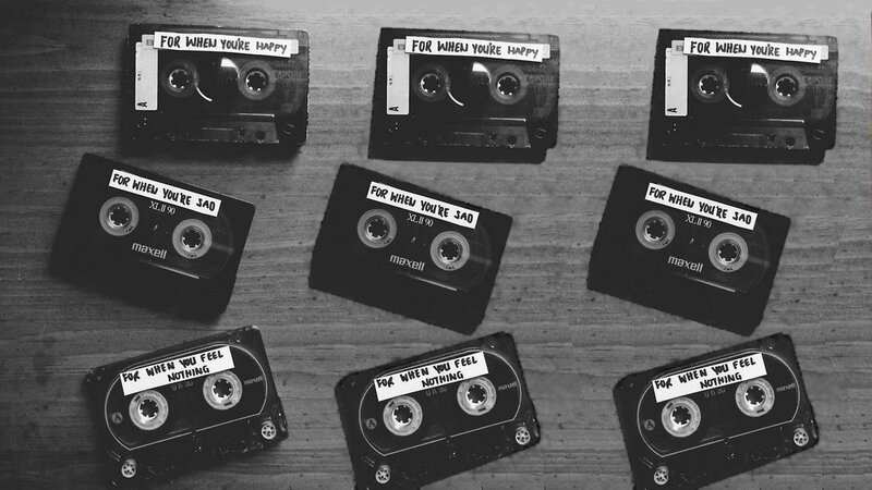 Cassette Tapes on Wood