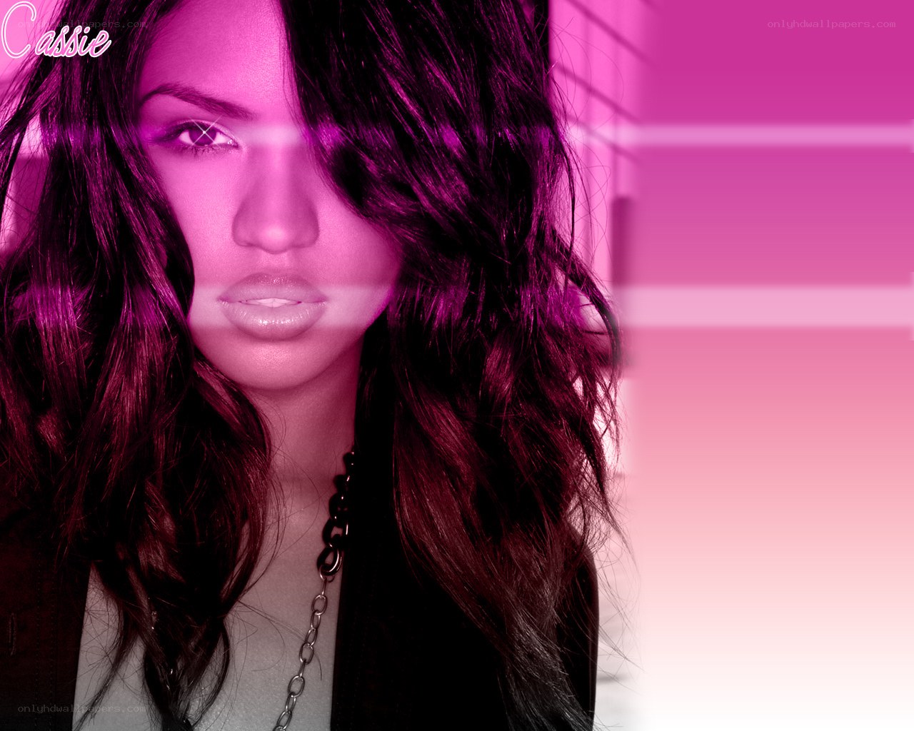 Cassie portrait with pink filter