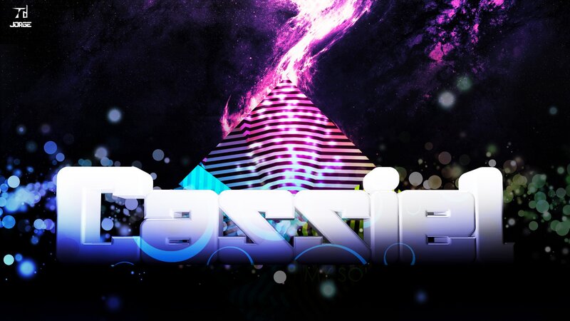 Cassiel logo with cosmic background