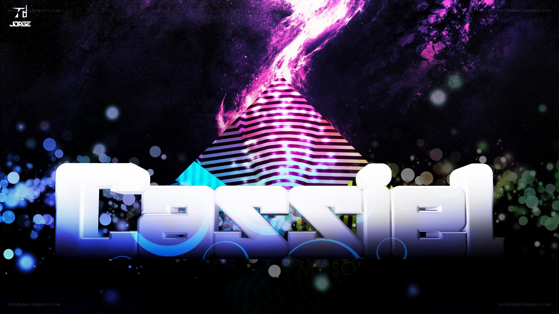 Cassiel logo with cosmic background