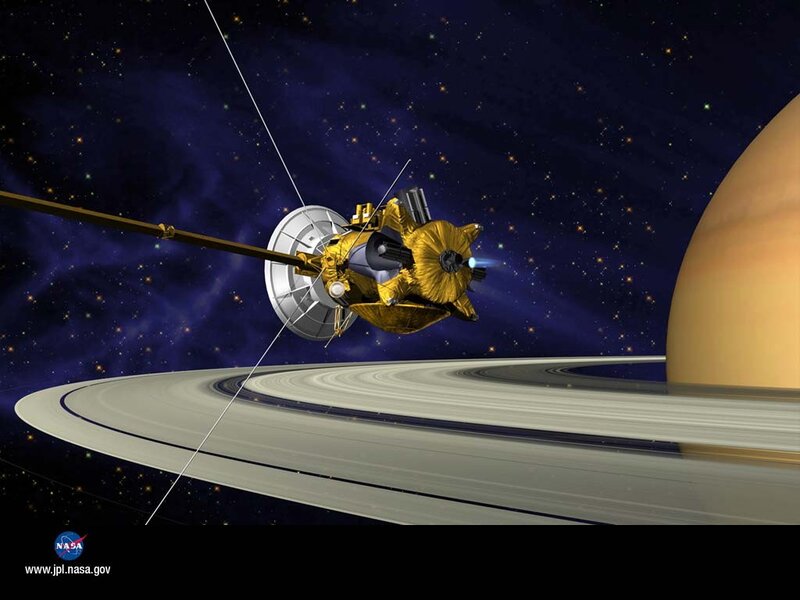 Cassini Spacecraft Near Saturn — Blue