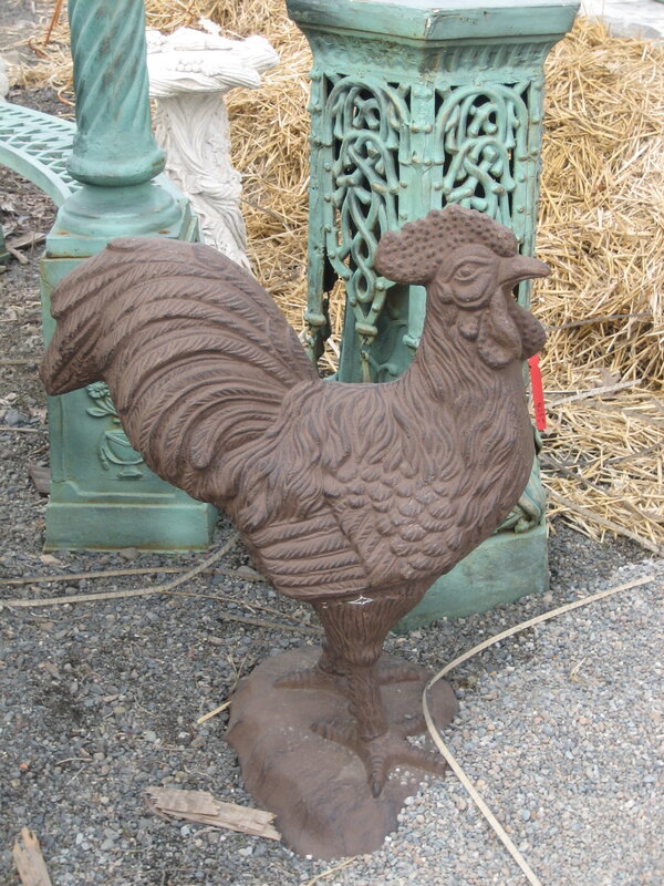 Cast iron rooster statue